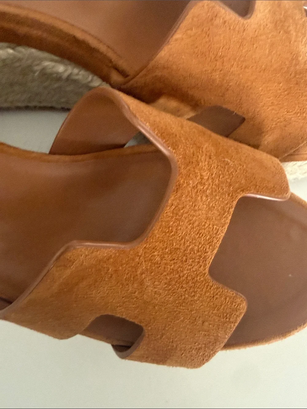Hermes Tan Suede Espadrille Wedge size 38 Sandals